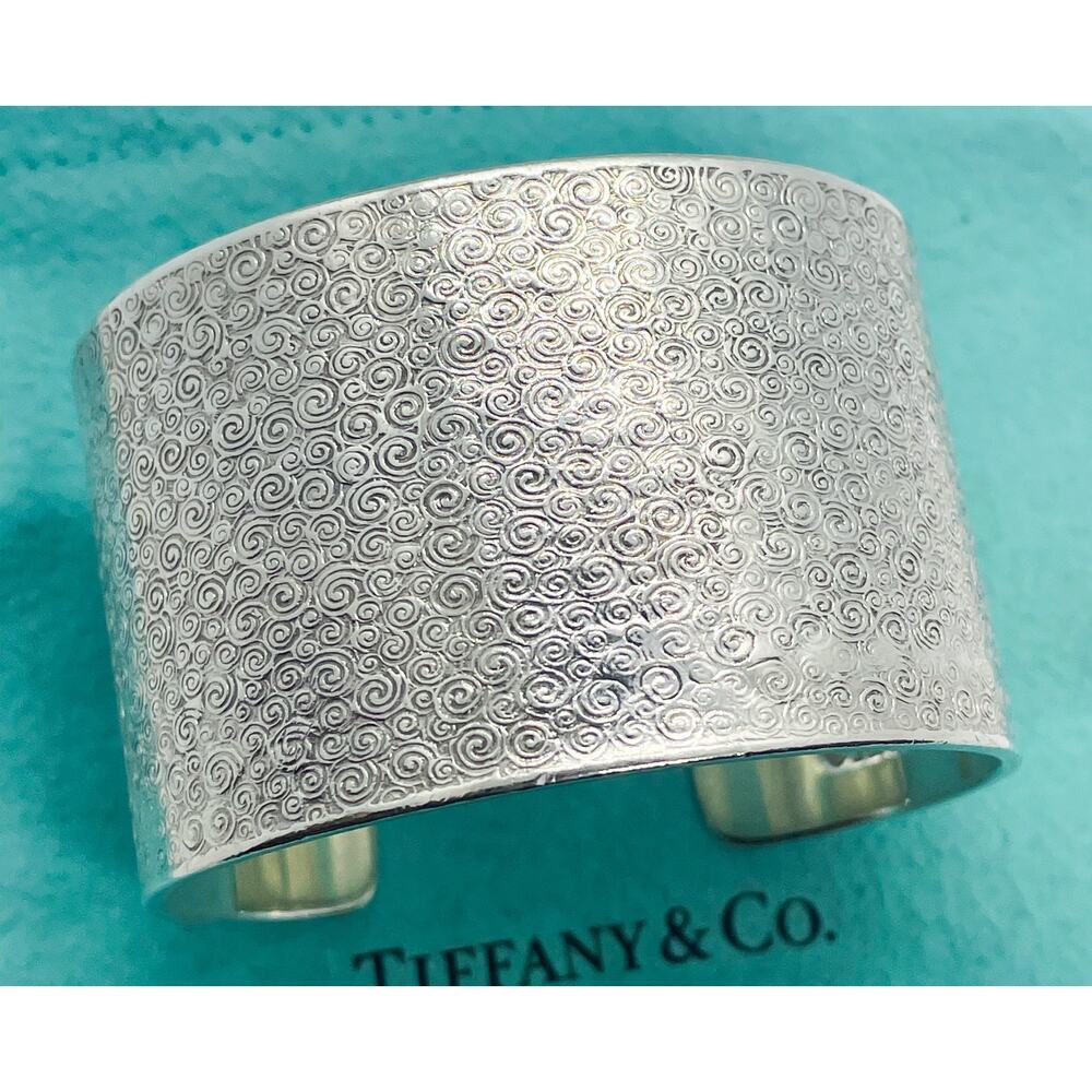 Rare Tiffany & Co Makers Sterling Silver Swirl Swirls Cuff Bracelet 6.25"